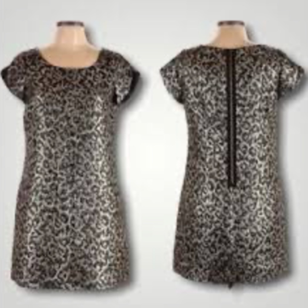 French Connection Metallic Leopard Shift Dress